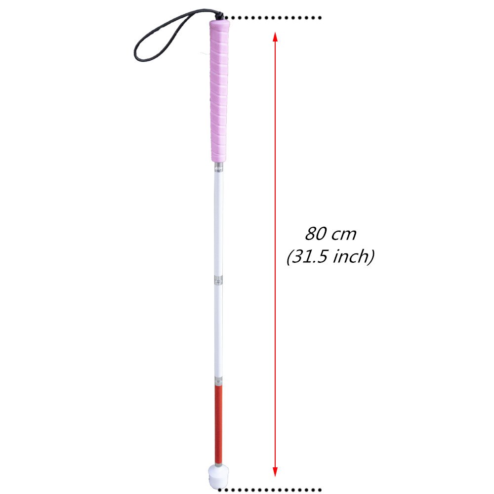 80cm / 90cm / 100cm Blindenlangstock,Weiße Stock,Faltlangstock mit Kautschukgriff, Kunststoff-Rollspitze, 4-teilig 4X-PIK: 80 cm (31.5 Zoll)