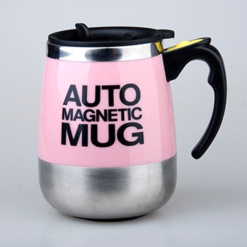 400ml krus automatisk elektrisk lat magnetisk selvrørende krus kaffe melk blandekrus smart rustfritt stål juiceblandingskopp: Rosa