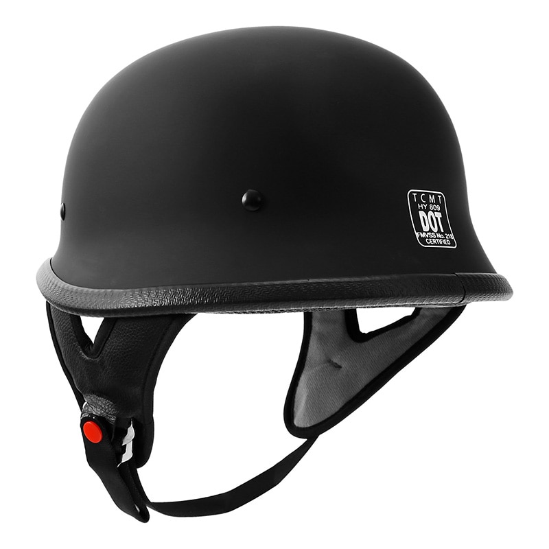 DOT Motor Motorcycle German Half Face Helmet For Chopper Cruiser Scooter Biker Matte Black