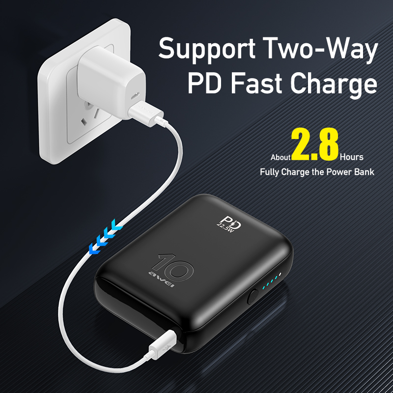 Awei P115K Mini Draagbare Power Bank 9000Mah Pd Snel Opladen 22.5W Max Type C Usb Lading Reizen Powerbank voor Alle Mobiele Telefoon