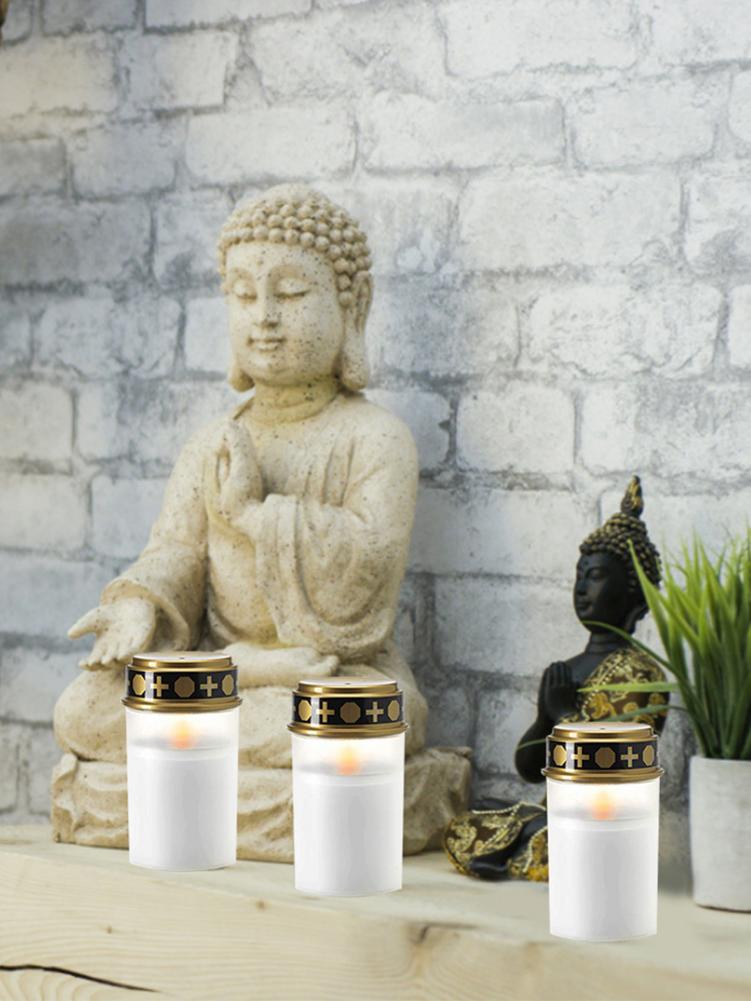 LED Solar Candle Lamp Flameless Waterproof Electronic Memorial Candle Decorative Tea Lights For Cemetery Ritual Prayer