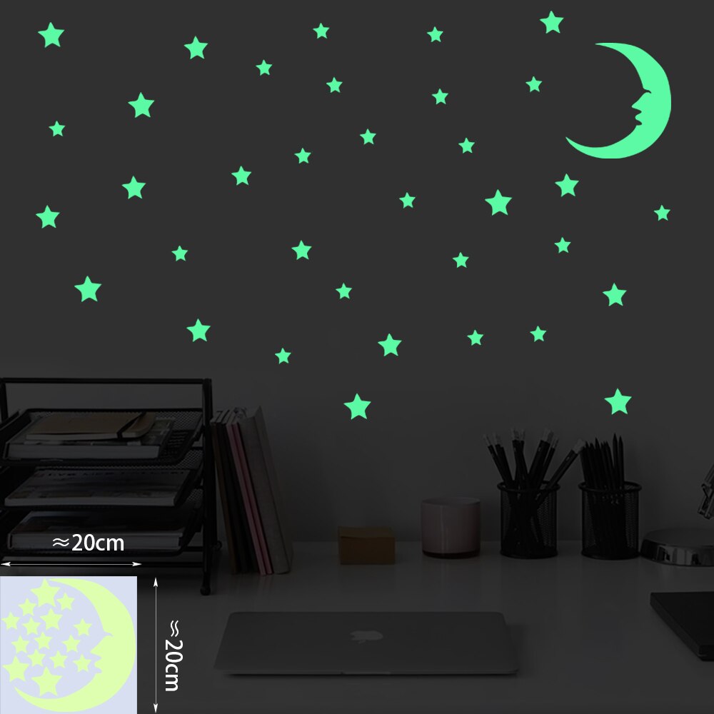 Glowing Moon Stars Wall Sticker Golw In The Dark Decor For Room Children's Room Nursery Wall Decals Peel &amp; Stick Vinyl Wallpaper