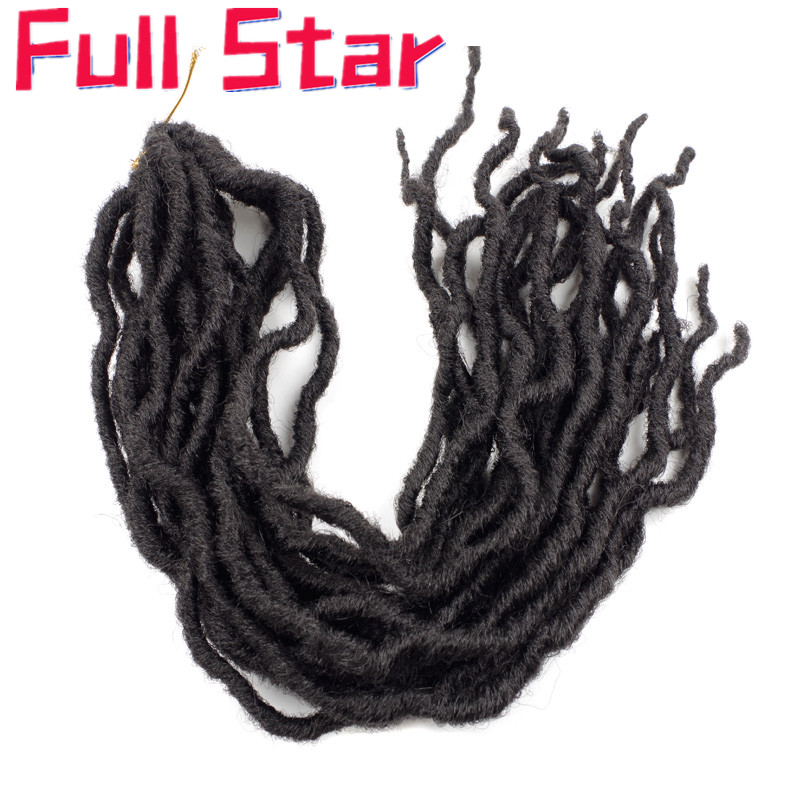 Goddess Faux Locs Crochet Hair 20 Inch Soft Natural Synthetic Crochet Braids Hair Extensions Pre Looped Locs Bulk Bug Brown 350#: #1B / 9Pcs/Lot