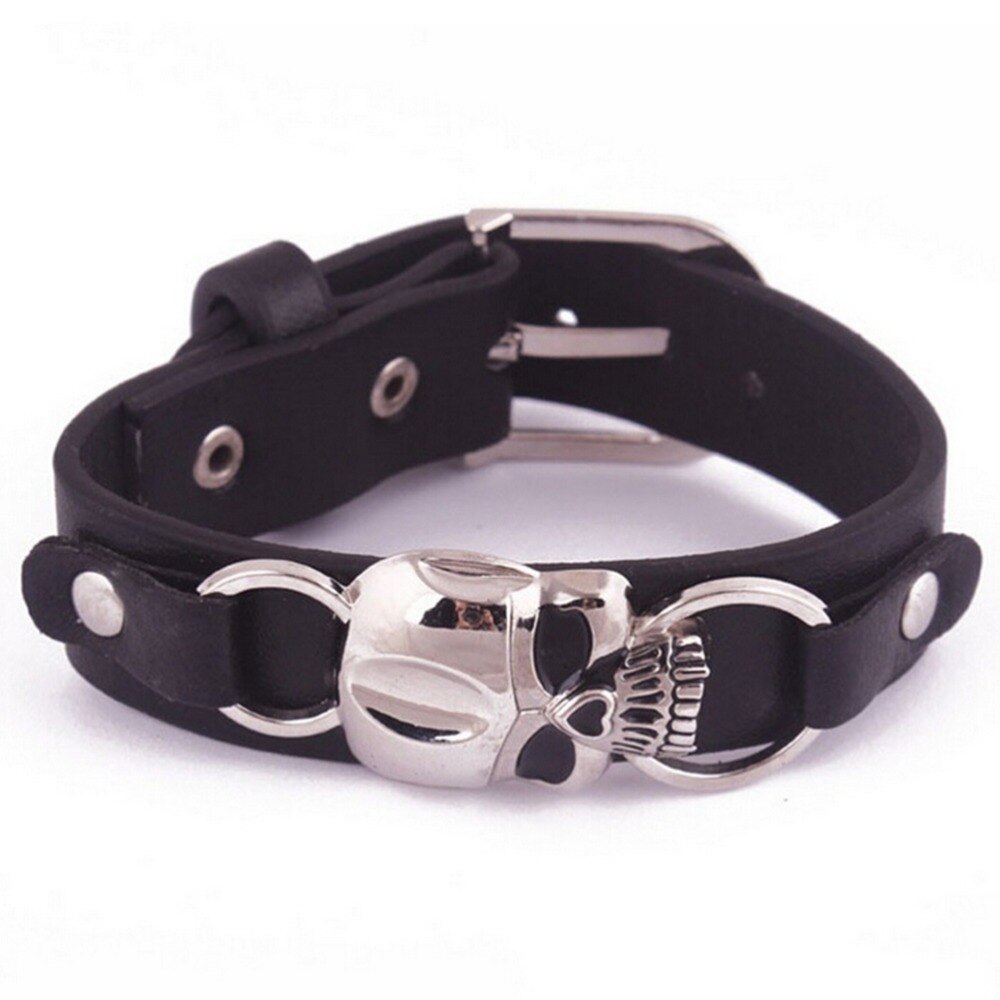Pulsera de piel sintética con remaches de acero inoxidable para hombre y mujer, brazalete de piel, estilo Hip Hop, Punk, 1 unidad