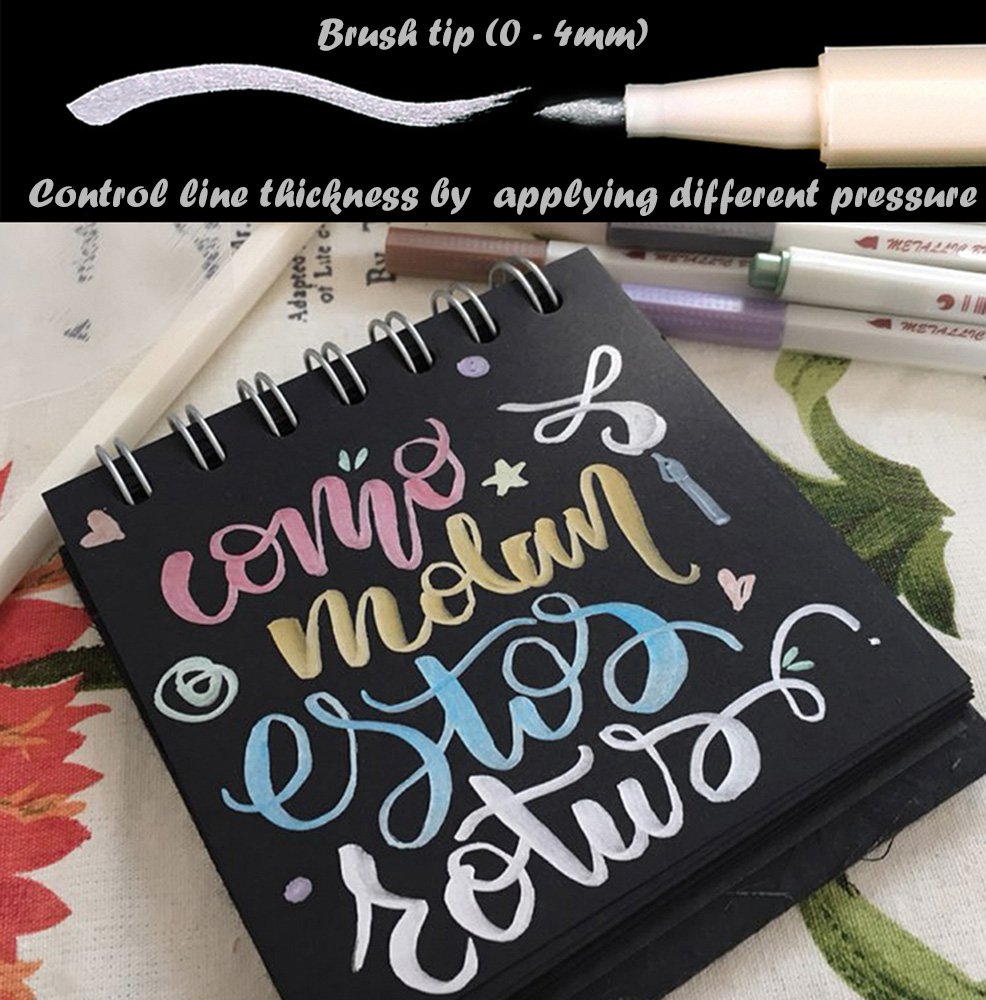 15 färger metallisk konstmarkör gör-det-själv-scrapbooking-kort gör hantverk mjuk penselpenna för att rita själv-fotoalbum skolmaterial