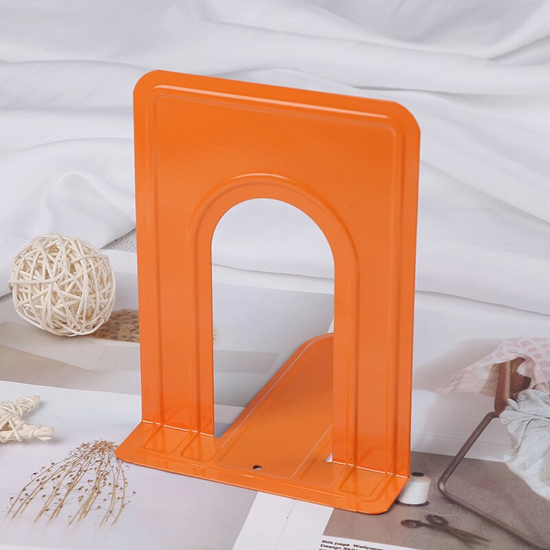 Sujetalibros metálico de estilo sencillo, soporte para libros en forma de L, organizador de escritorio, soporte para libros, papelería escolar, suministros de oficina: Naranja