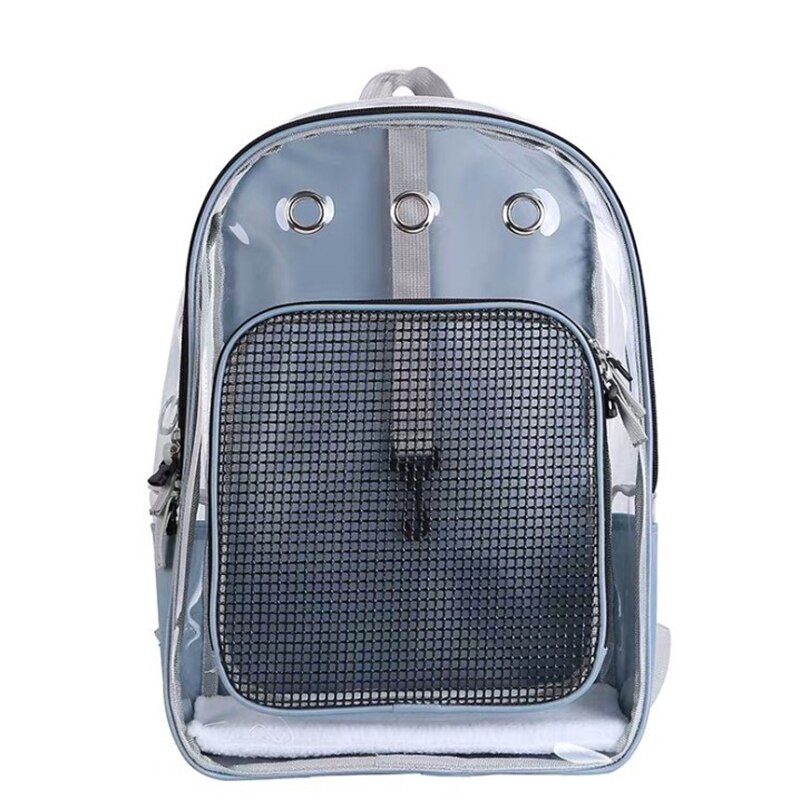 Pet Outdoor Clear Carrier Backpack Adjustable Transparent Pet Cat Dog: Gray