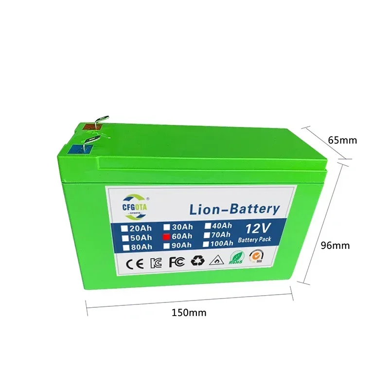 18650 3S6P 12V 100Ah Lithium Battery Pack,Built-in 30A BMS,For Solar Energy Electric Vehicle Li-ion Battery+12.6V Charger