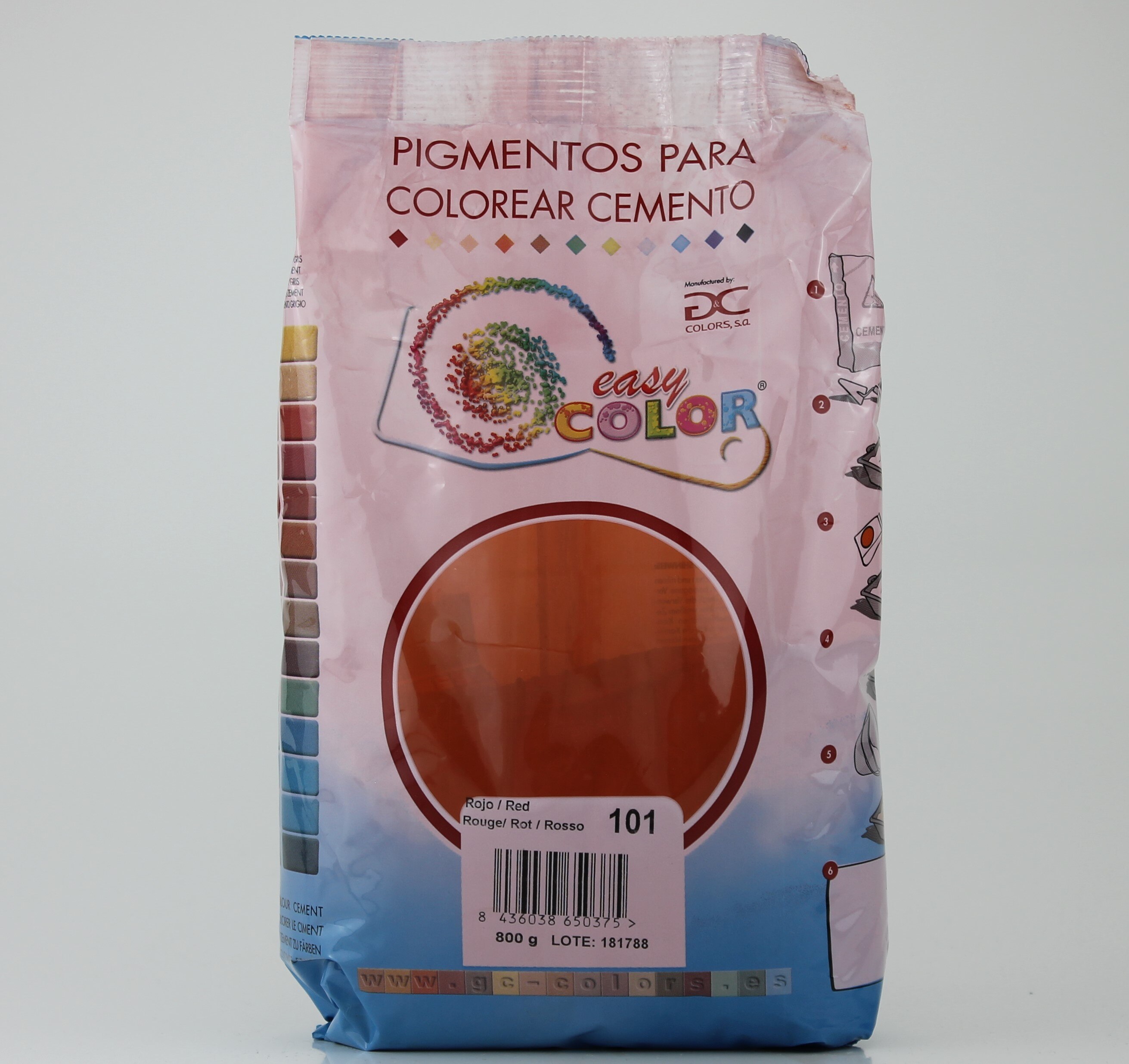 EasyColor Rojo 101. Pigmento para cemento, mortero, hormigón y pinturas al óleo para artistas.