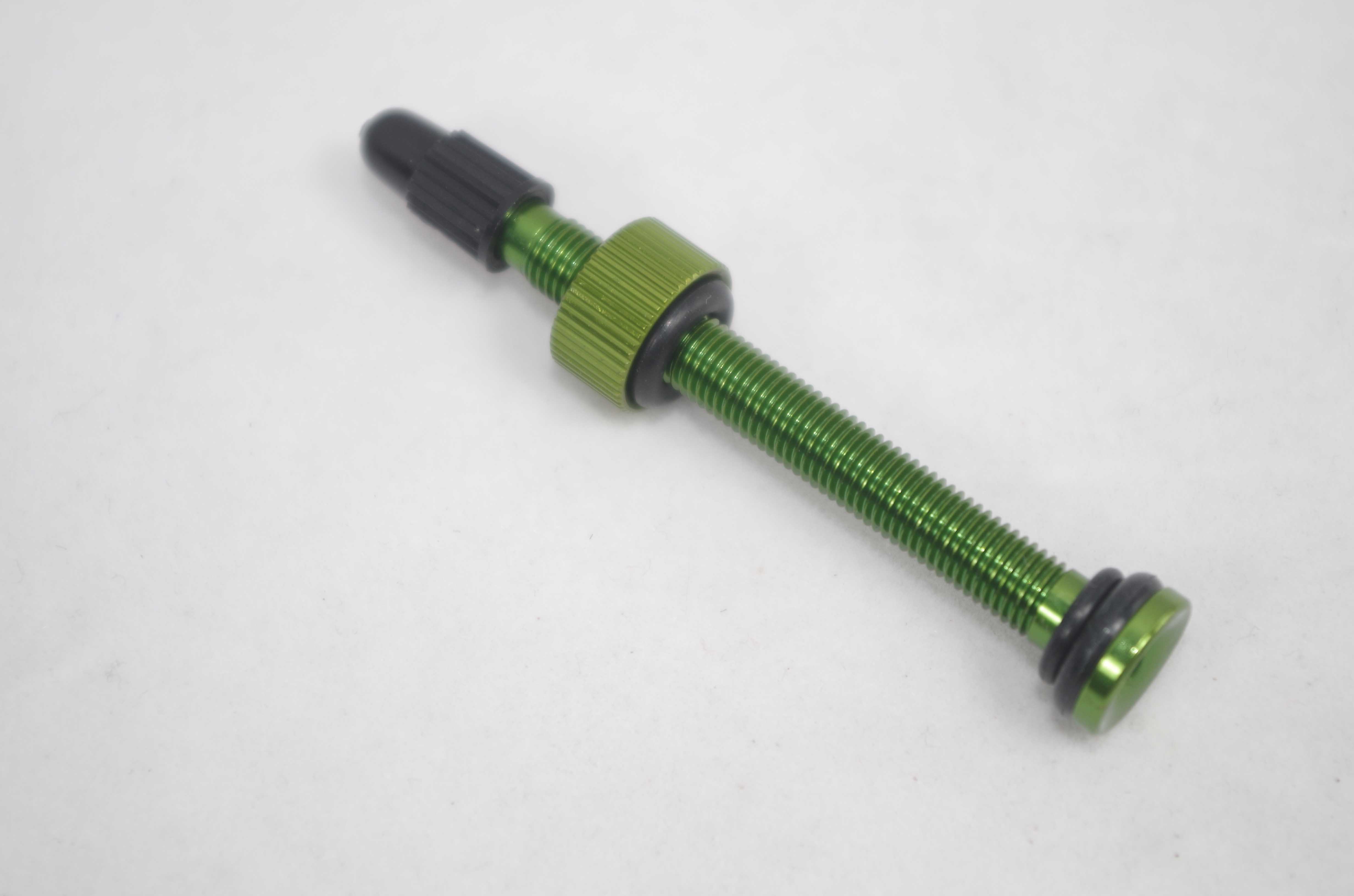 Deerobust-Válvula de aluminio Presta para bicicleta de carretera, sin tubos, rojo, verde, negro, morado, azul, dorado, naranja, 69mm de longitud + cinta: Light Green