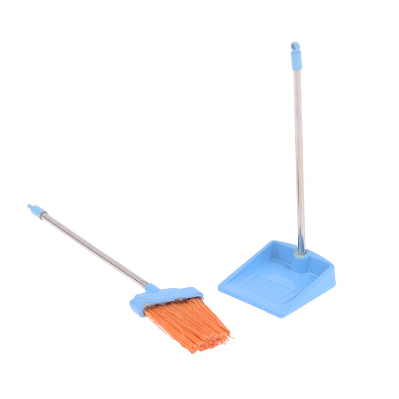 Mini Desktop Sweep Reinigingsborstel Kleine Bezem Stoffer Set: Sky Blue