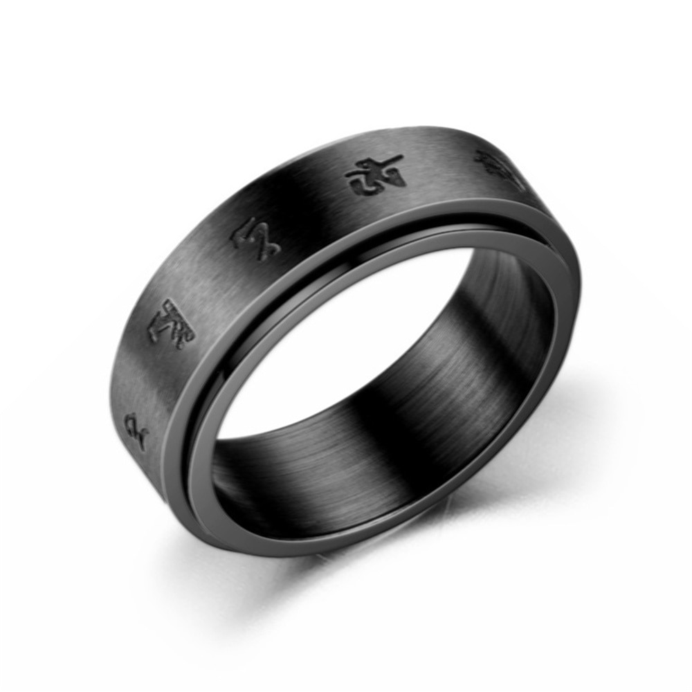 Angst Fidget Spinner Ringen Voor Mannen Boeddhisme Mantra Rvs Spinning Draaibare Ring Voor Vrouwen Cool Punk Partij Sieraden: 11