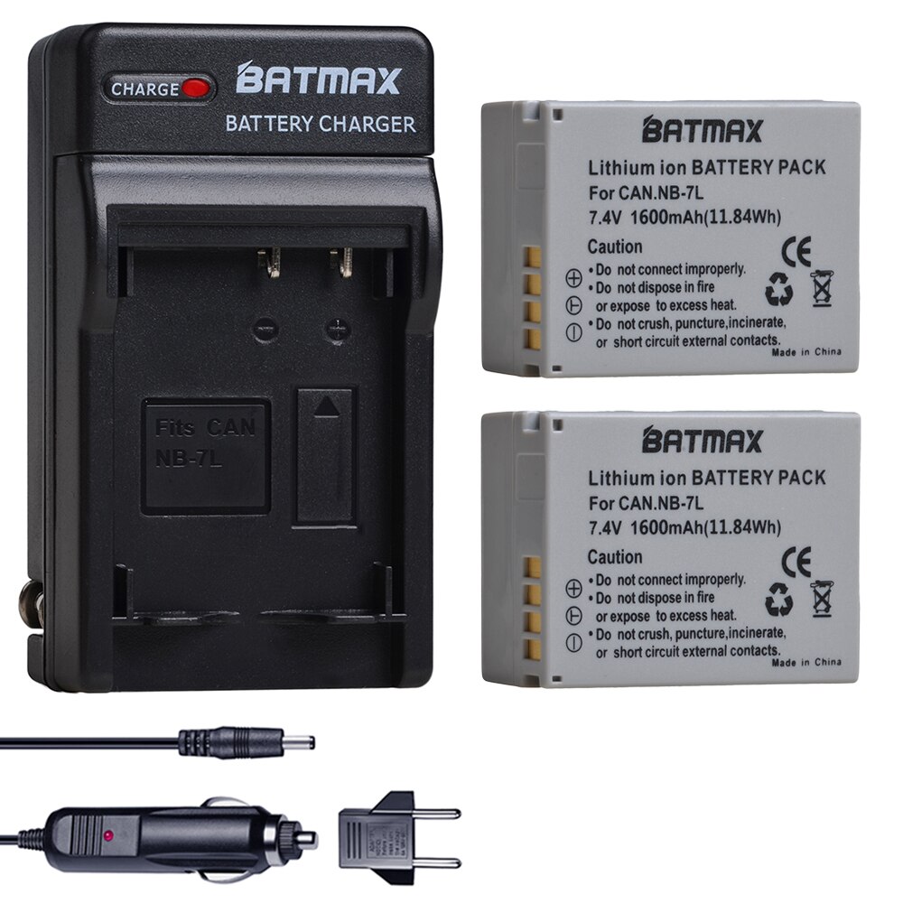 Batmax NB-7L NB7L 1600 Mah Batterij Akku + Digitale Lader Voor Canon Powershot G10 G11 G12 SX30IS