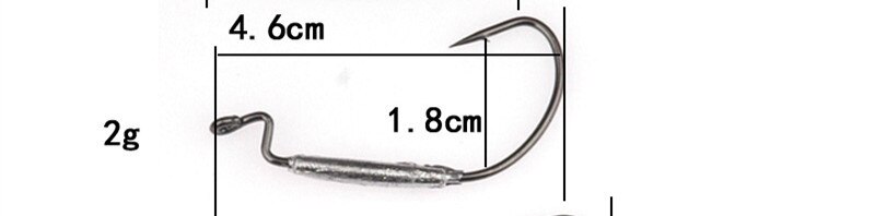 Fiske mjuk maskkrok med bly bred buk svart nickel mjuka beten krokar grub texas rigg hullingförsedd fiskkrok cylinder blysänkare: 2g