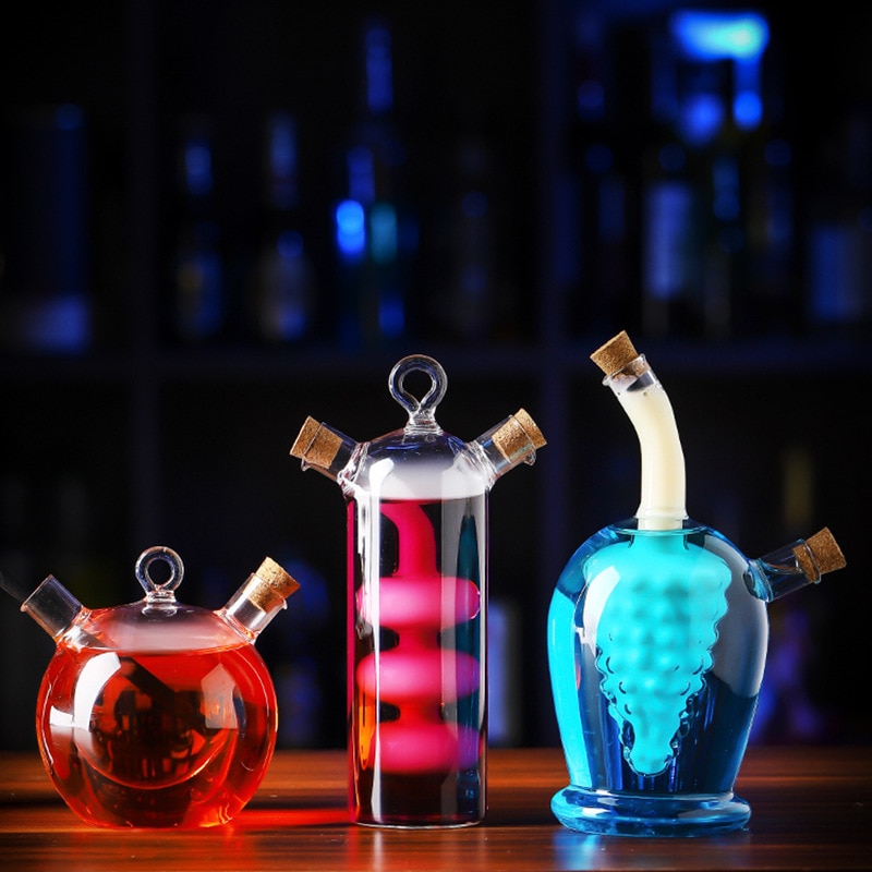 1/pcs Double Tube Glass Cup Mandarin Duck Martini Cocktail Glass Party Bar Coffee Wine Bottle Doomed Drinkware