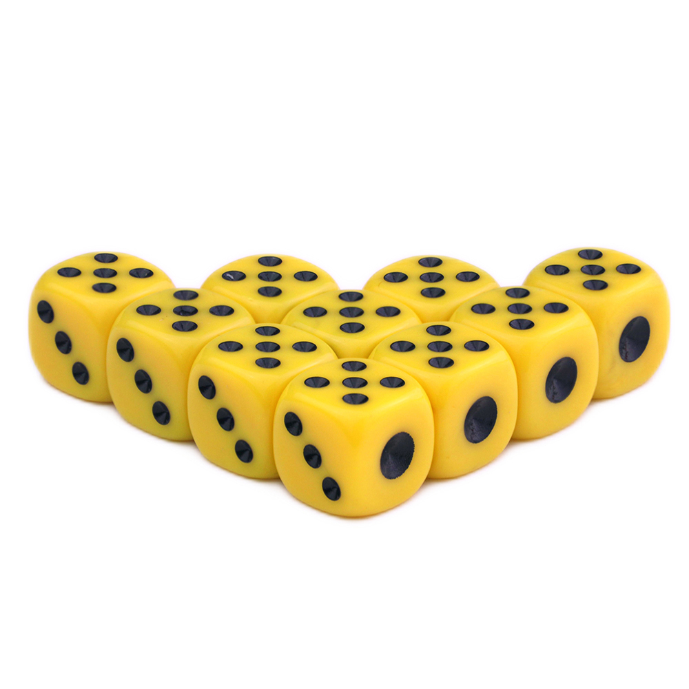 D6 jeu petits dés 14mm 10 pièces accessoires de points Standard pour jeu de société, jeu de table: YELLOW