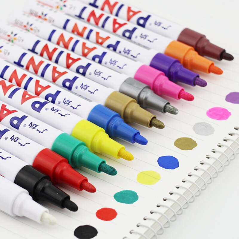12-color Way Paint Pen Photo Album Graffiti Sign Title Pen Wedding Pen Oily White Mark Touch-up Pen