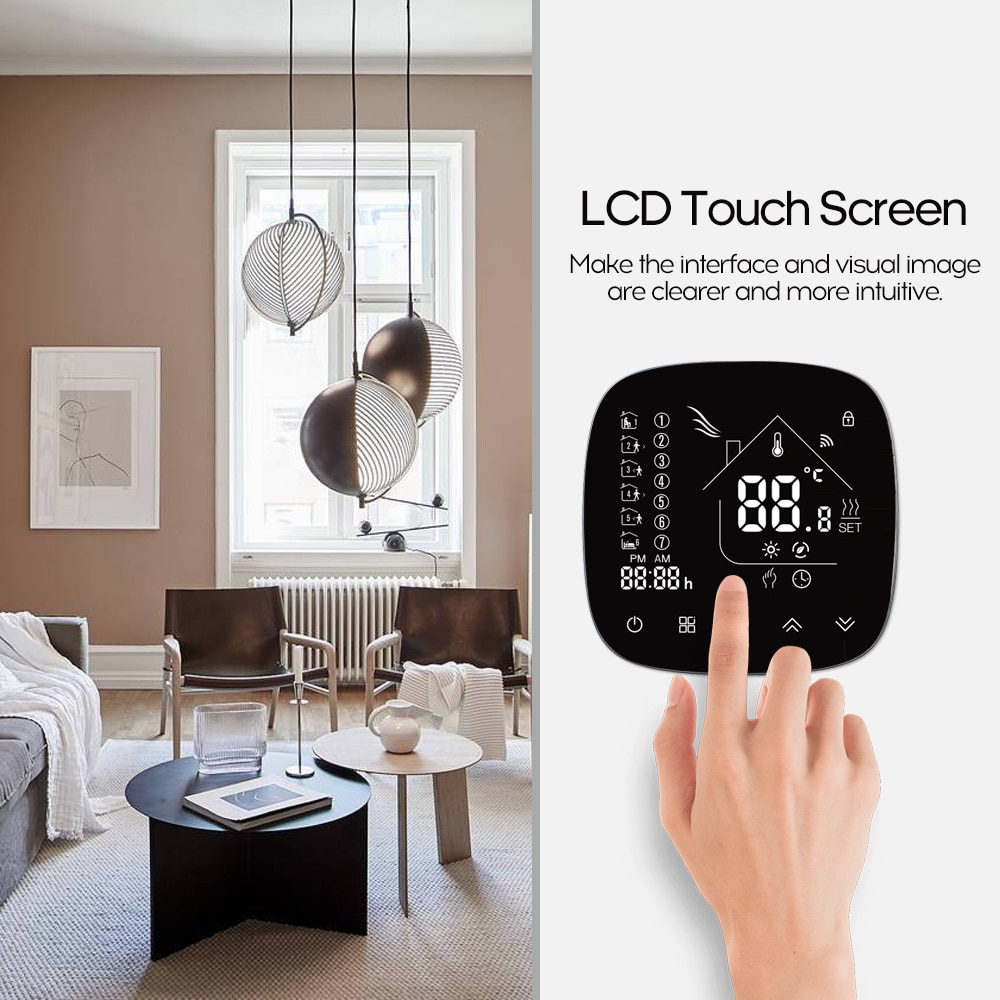 Wifi Smart Thermostat Temperature Controller with Touchscreen LCD Programmable Temperature Controller for Water/Boiler Heating