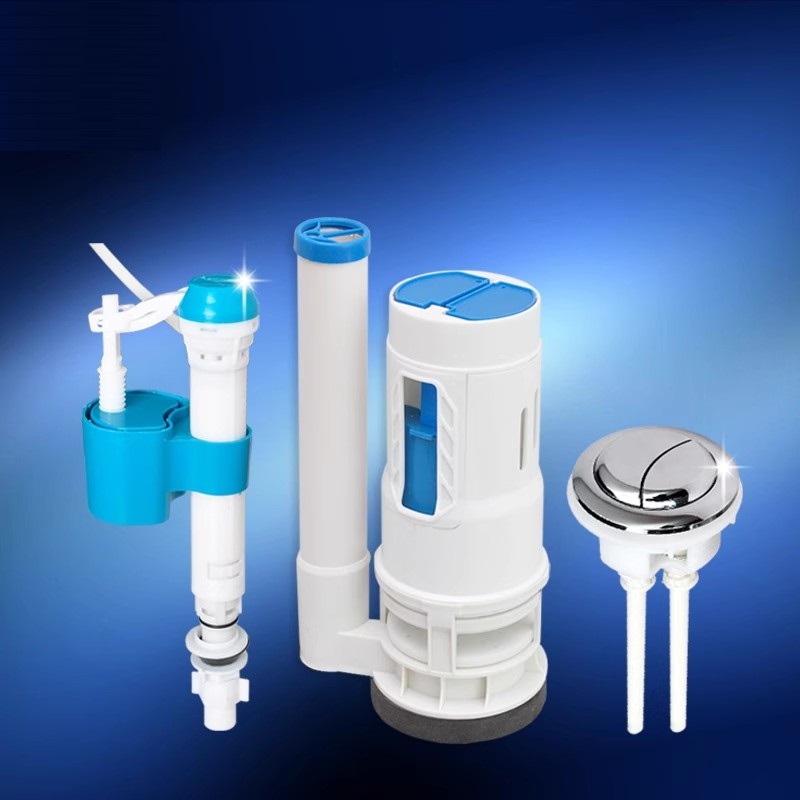 Flush Toilet Drain Valve Old Toilet Inlet and Outlet Valve Tank Button Fittings Spout Valve Button Complete Set