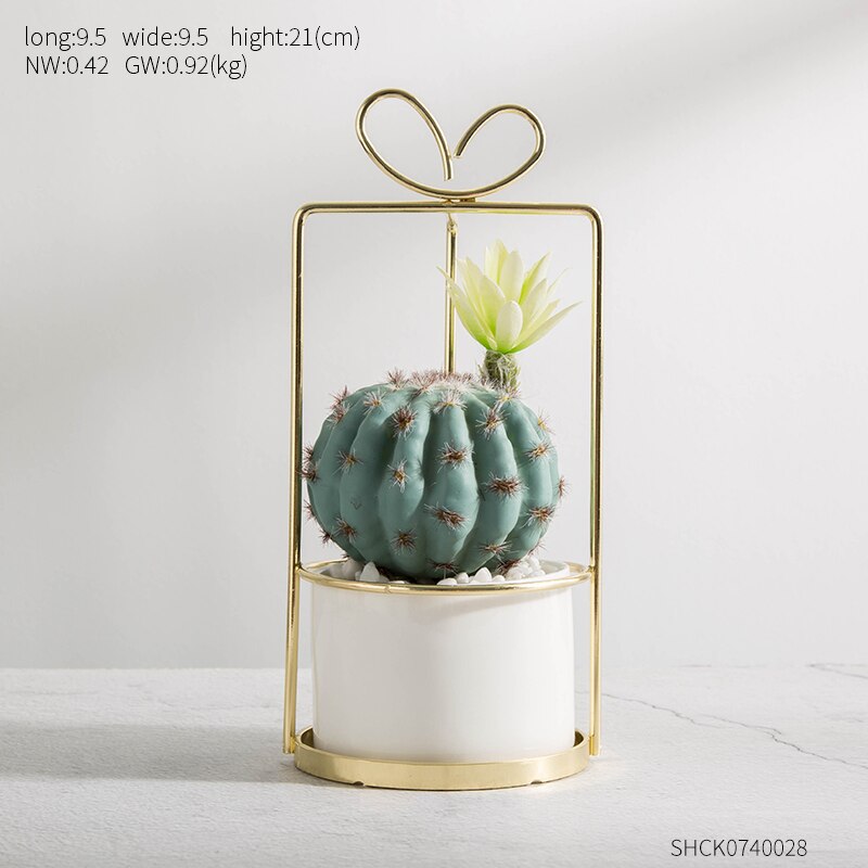 Kunstig blomst kaktus jern blomsterstand boligindretning stue cafe restaurant julebryllupsindretning: 28