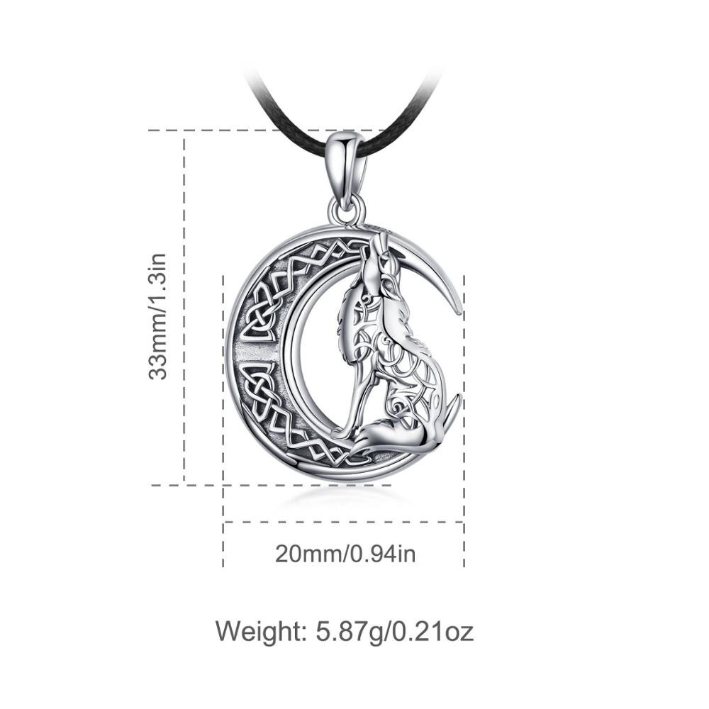 Eudora 925 Sterling sillver Lupo sulla Luna Collana Valknut Odin delle Simbolo di Norse Vichingo Guerrieri Men&#39;women Collane CYD554