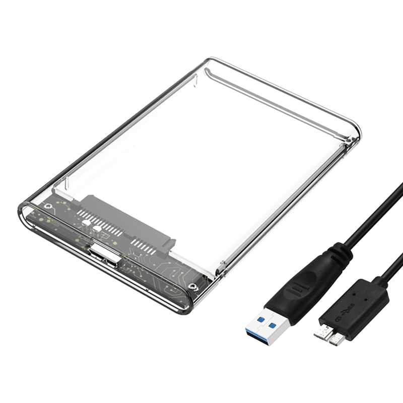 1Pc Transparante Hdd Enclosure Box Ssd Hard Drive Sata Naar Usb 3.0 2.0 Adapter Externe Hdd Case 2.5 Inch ondersteuning 4Tb Hd 5.0Gbps