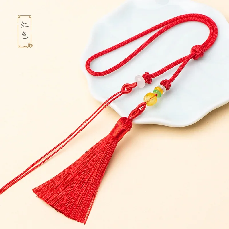 Hermosas borlas, flecos de hilo de poliéster, colgantes decorativos, adornos artesanales, llavero DIY, accesorios de cortina: Marfíl