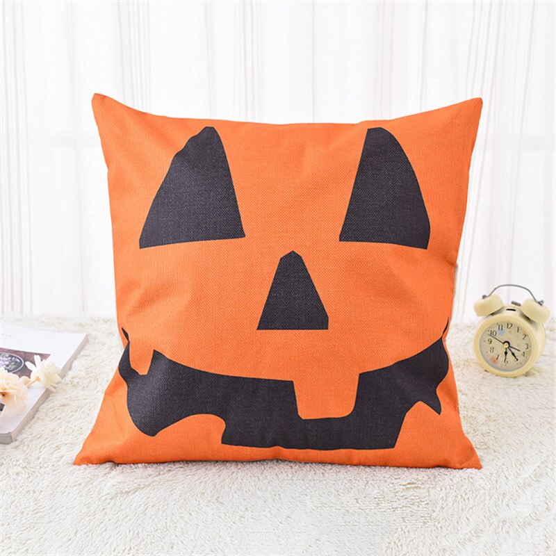 Halloween spöke häxa pumpa örngott sittsoffa kuddfodral linne bomull fyrkantigt grönt kuddfodral för heminredning: 01