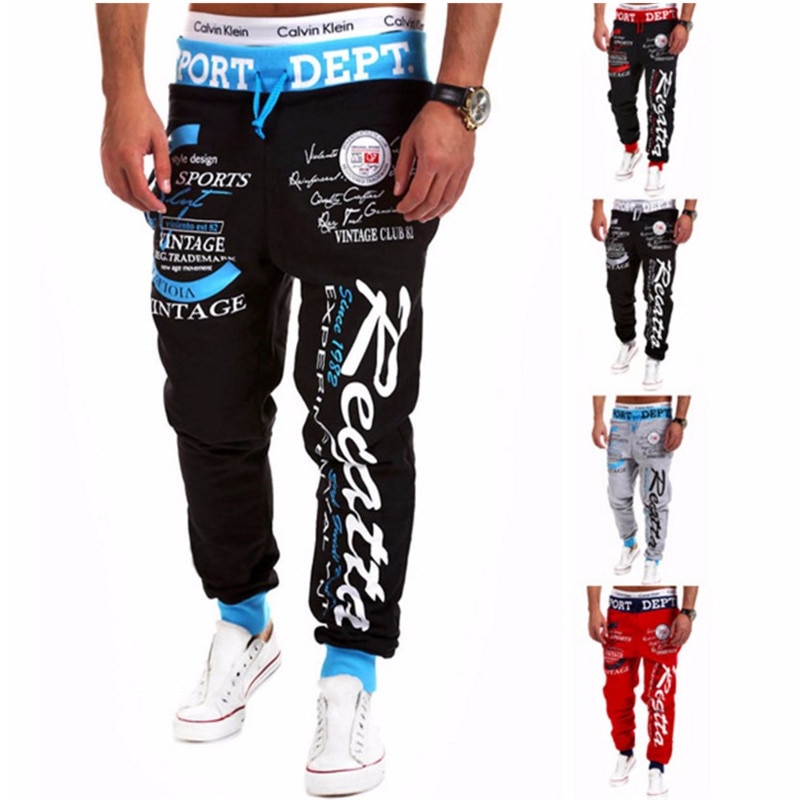Bukser baggy herre bogstavtryk baggy harem cool lange bukser joggers wear plus size m-xxxl snøre