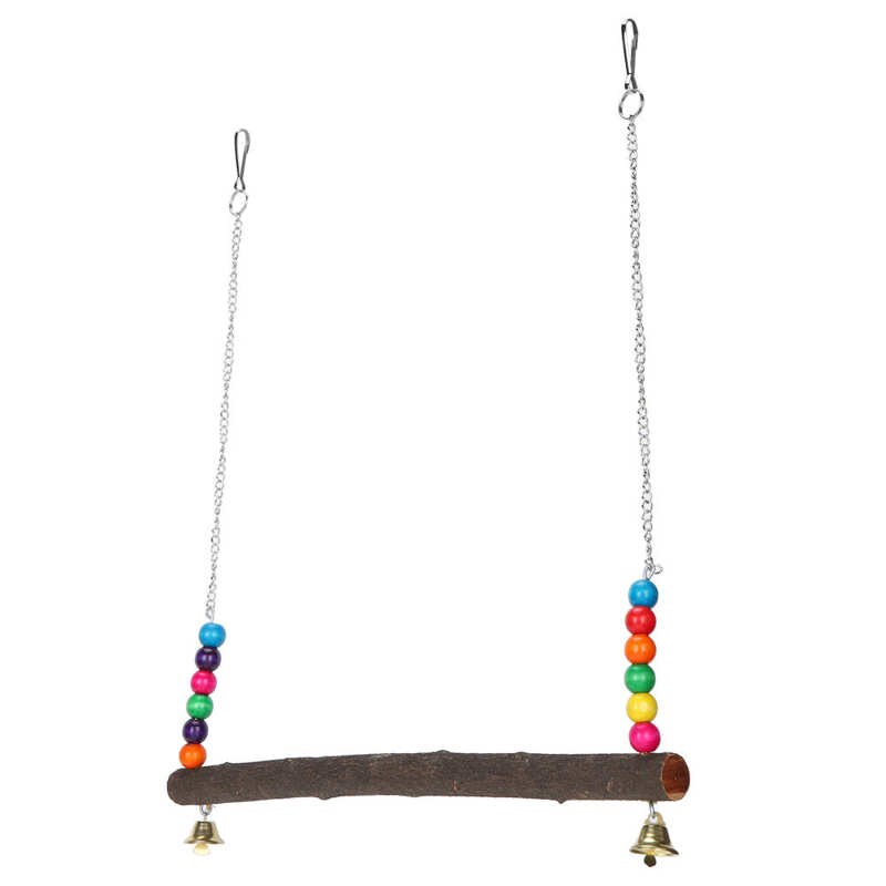 Chicken Swing Toy Suspensible Wooden Chicken Perch Pet Swing Toy with Durable Flat Bar