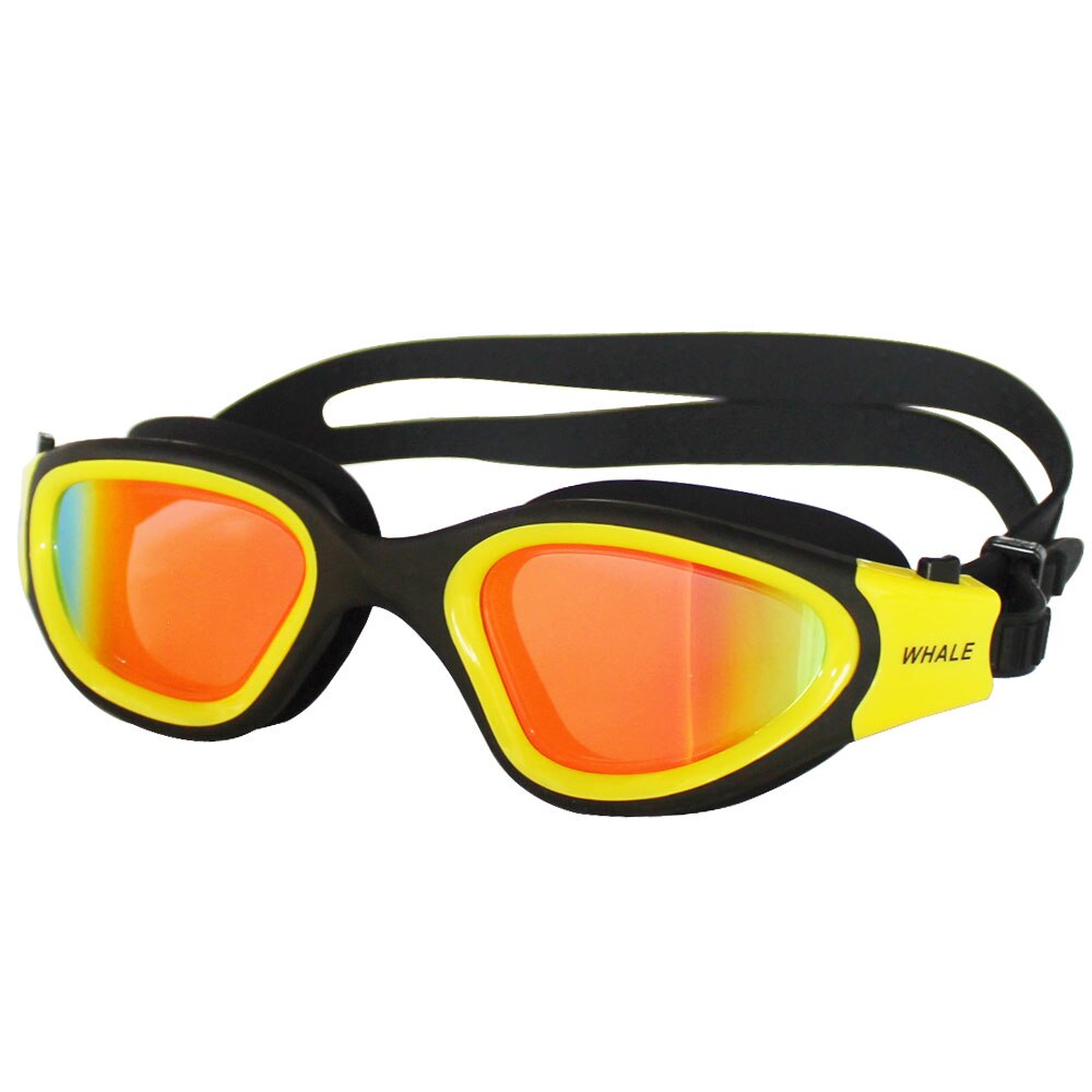 Voksen anti-tåge uv beskyttelseslinse mænd kvinder svømningsbriller vandtæt justerbare silikone svømmebriller i poolen: Gul-ingen taske