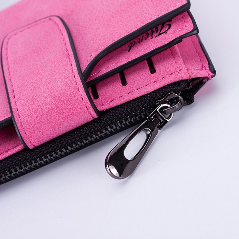 Small Female Purse Short Purse Lady Letter Snap Fastener Zipper Short Clutch Wallet Solid Vintage Matte Women Wallet