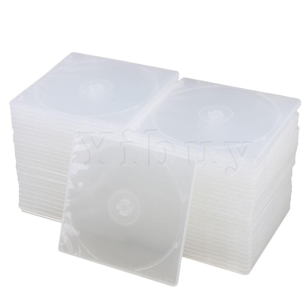 Yibuy 12.9X12.6 Cm Transparante Slanke Enkele Disc Cd Dvd Jewel Cases Set Van 50