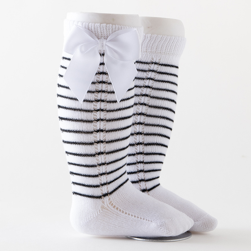 2021 calzini per bambina in cotone spagnolo autunnale calzini per bambini a tubo medio-lungo calzini per bambini Bowknot che perde calzini per principessa: 5 / M 1-3Years