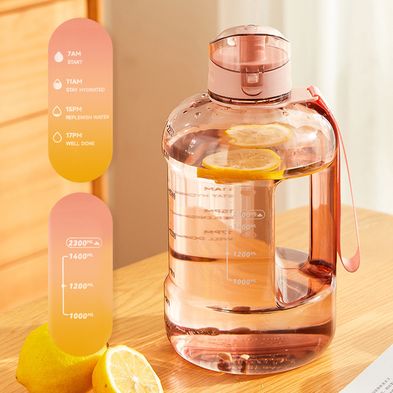 1.5L/2L sans Bpa Sport bouteille bouilloire 1 Gallon grande capacité Tritan bouteille d'eau avec paille boisson bouteille d'eau tasse