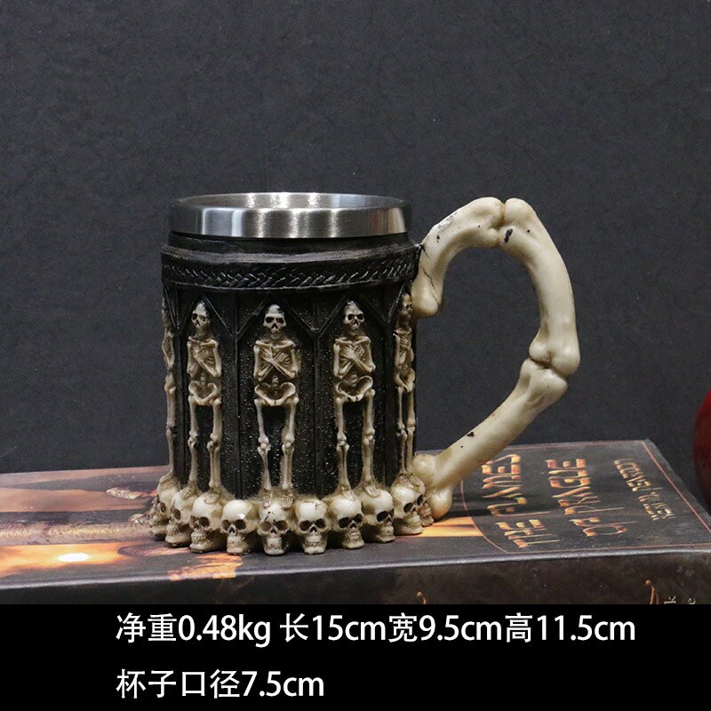 3D Rvs Bier Mokken Keramische Schedel Mok Skelet Grim Knight Gothic Koffie Cups Creatieve Beste Halloween