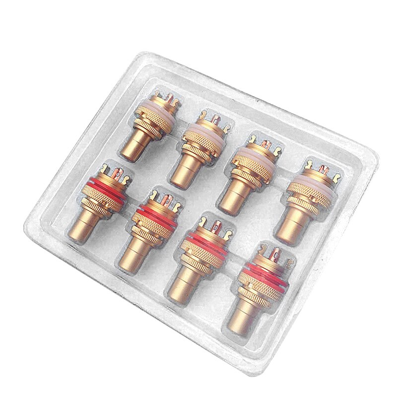 8pcs Red+White RCA Female Socket Chassis RCA CMC Female Connector Phono Copper Plug Amp HiFi