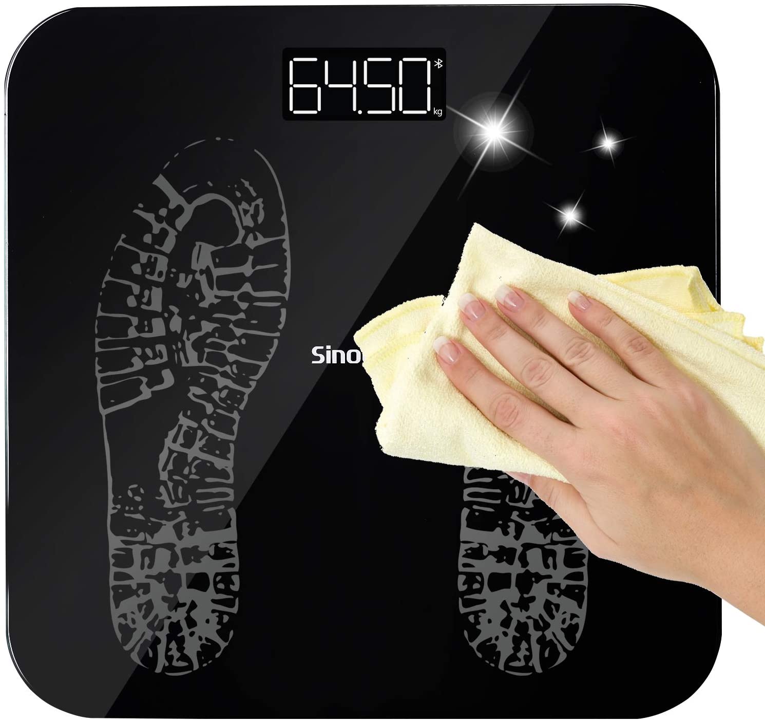 Sinocare-báscula de grasa corporal con Bluetooth, balanza de baño de 0,1 kg de precisión con 3 piedras/kg/lb, pantalla LED cuadrada con APP