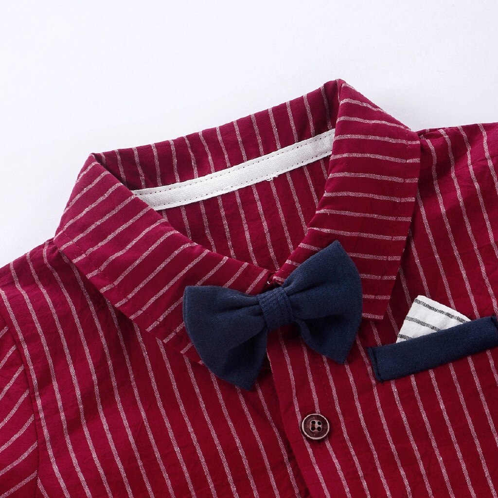 Baby Boy Kleding Pasgeboren Party Bow Tie Romper Gentleman Peuter Streep Katoen Korte Mouwen Jumpsuit Baby Zomer Kleding