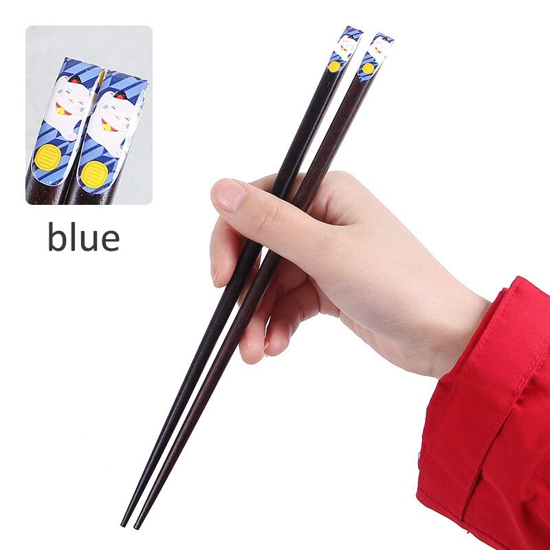1Pair Portable Sushi Chop Sticks Chinese Chopstick Learner Set Exquisite Non-Slip Kitchen Accessorie: Blue