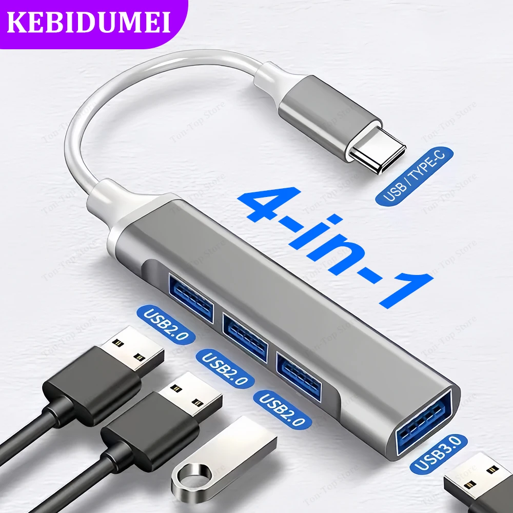 4 poorten USB HUB TYPE C Hubs USB C Docking Station USB 3.0 Splitter OTG Adapter 5G Hoge Snelheid voor PC Laptop Macbook Accessoires