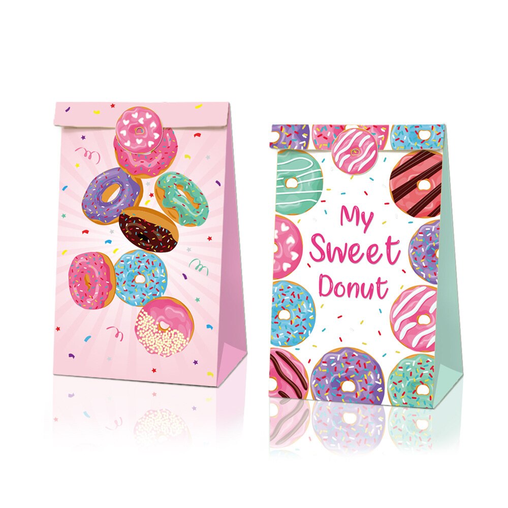1pack Donuts Candy Bags Cookies Packaging Boxes for Kids Girl Donuts Happy Birthday Party Supply Wedding DIY Crafts Decorations