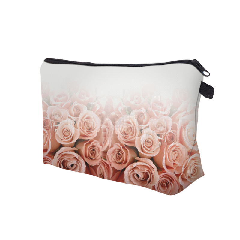 DAOXI 3D Flower Printing Portable Cosmetic Bag Storage Women for Traveling Makeup Necessaries