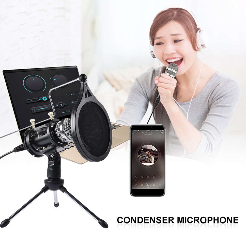 Karaoke Recording Condenser Microphone mobile phone microphone 3.5mm Jack microphone for Computer PC mic for iphone Android Live