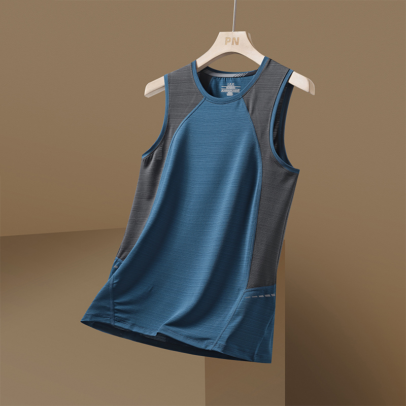 Chaleco de manga corta para hombre, camiseta negra y roja de retales, camiseta sin mangas para gimnasio, camisetas, ropa de de gran tamaño 3XL con cuello redondo 2024: M / Azul
