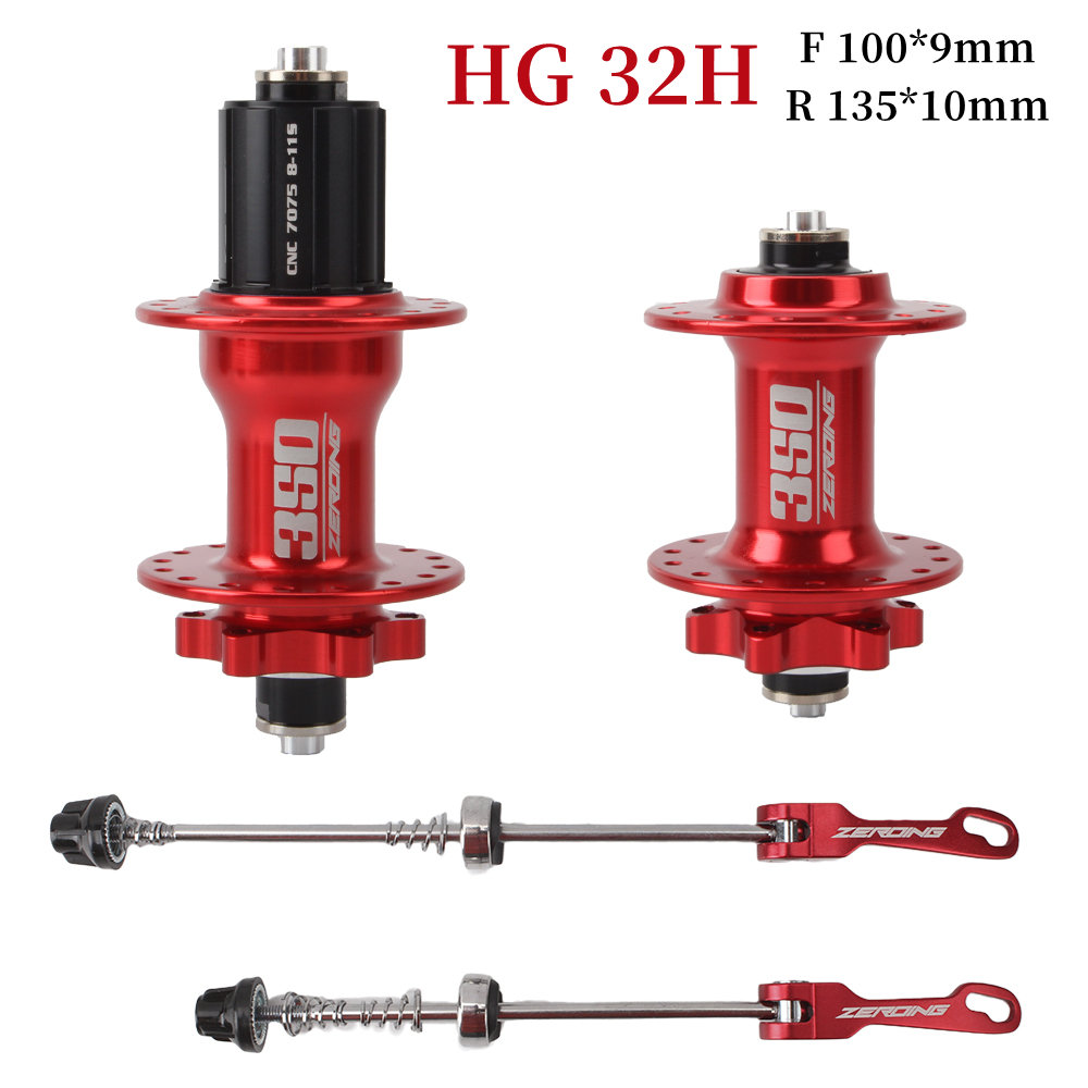 Nulstelling Bike Hubs 350 4 Lager Disc Kaart Brake Mtb Mountainbike Hub Lager Voor/Achter Fiets Hubs 28 32 Gaten 8/9/10/11 Snelheid: 32H Red a pair
