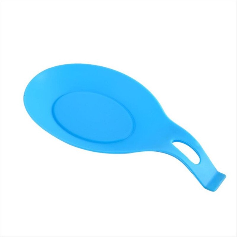 Multipurpose Silicone Spoon Rest Pad Food Grade Heat Resistant Silica Gel Spoon Put Mat Device Kitchen Utensils Dishes 50%: blue