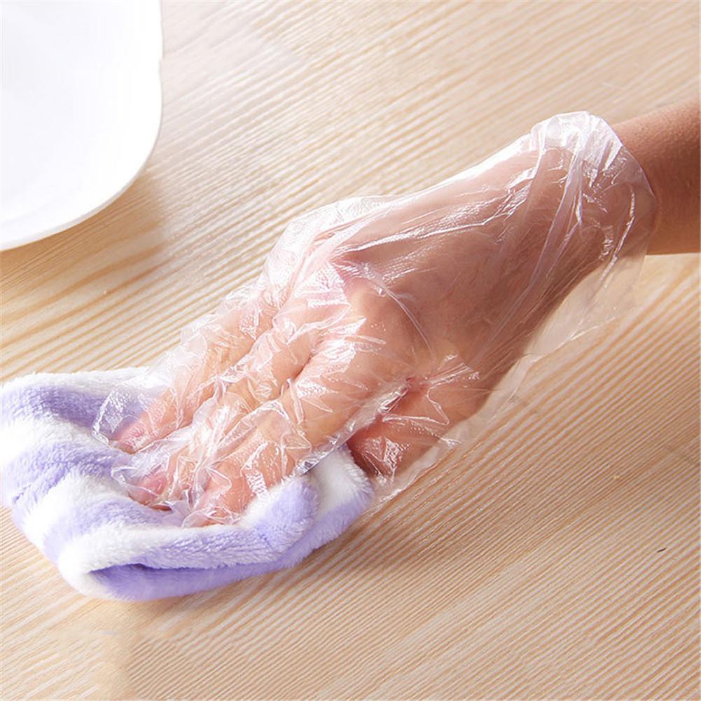 Guantes desechables 100 uds, guantes de cocina para barbacoa, guantes para comida, extraíble transparente, resistente al aceite, guante plástico desechable para limpieza del hogar