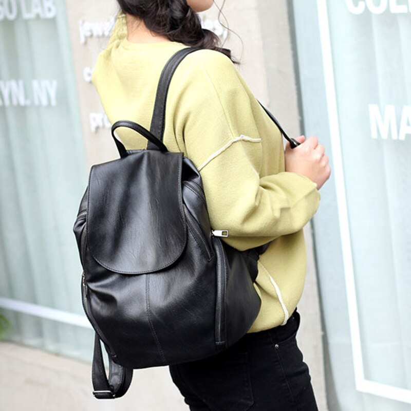 décontracté femmes sac à dos femme en cuir PU sacs à dos noir sac à dos sacs pour étudiants filles jeune dame voyage sac à dos