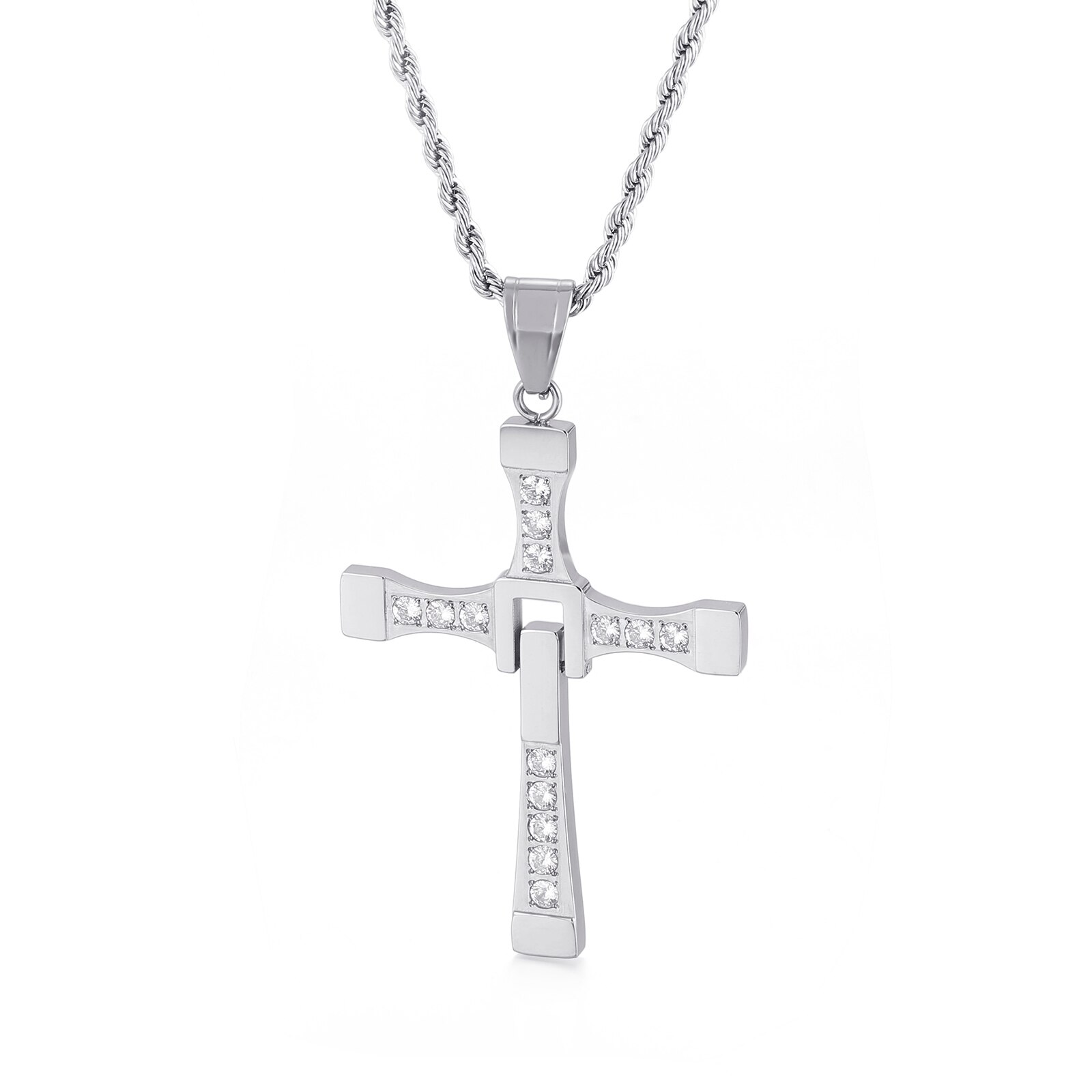 HaoYi Schnelle Und Furious Dominic Toretto Kreuz Halskette Für Männer Edelstahl Zirkon Schmuck Multi-stil Anhänger